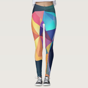 Holographic geometric shapes in shifting colours leggings