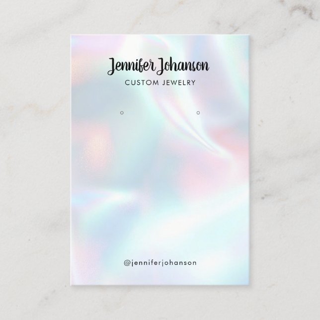 Holographic girly jewellery holder earrings modern business card (Front)