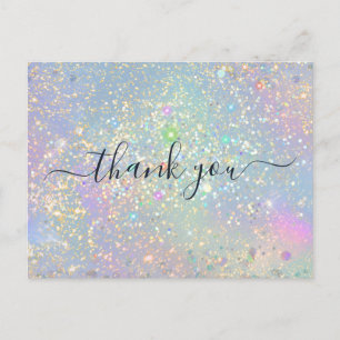Holographic Glam Glitter Elegant Sparkle Thank You Postcard