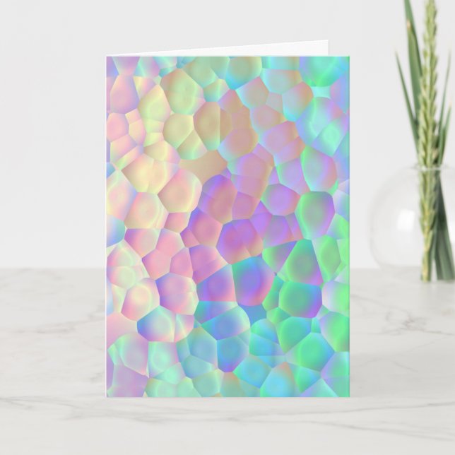 Holographic Glass Pattern, Iridescent Colours Note Card (Front)