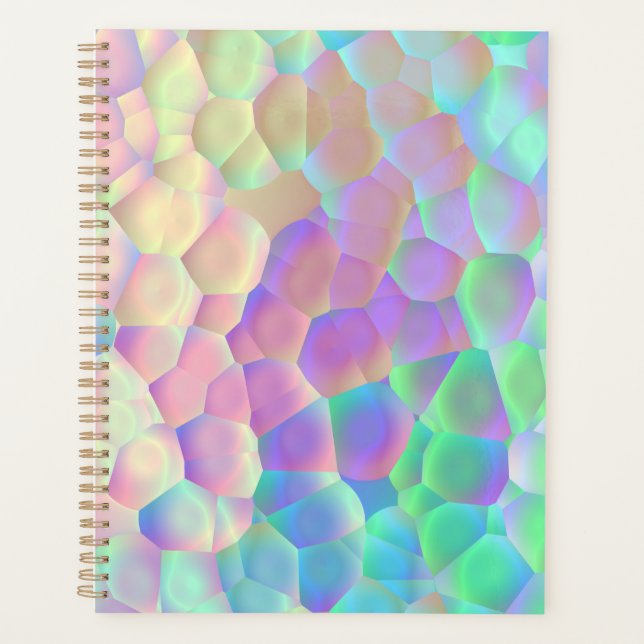Holographic Glass Pattern, Iridescent Colours Planner (Front)