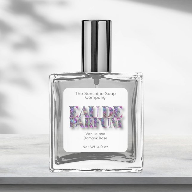 Holographic Glitter and White Eau de Parfum Label (Creator Uploaded)