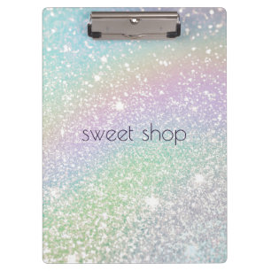 Holographic Glitter Bakery, Sweets Personalised Clipboard