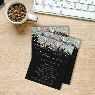 Holographic Glitter Beauty Salon Black Elegant  Flyer