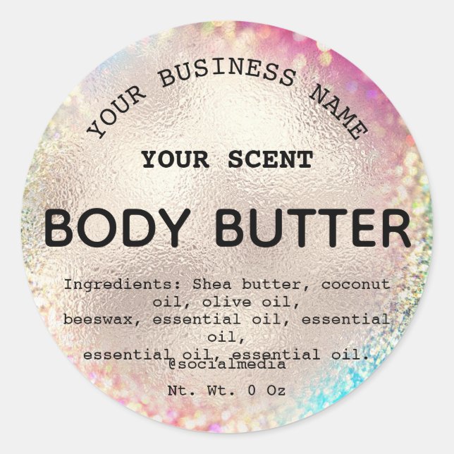 Holographic Glitter Body Butter Labels (Front)