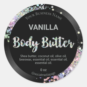 Holographic Glitter Body Butter Labels