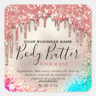 Holographic Glitter Body Butter Labels