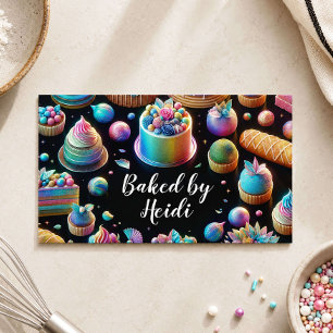 Holographic Glitter Cakes and Sweets Bakery Business Card