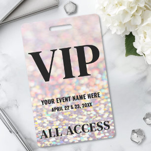 Holographic Glitter Event VIP ID Badge