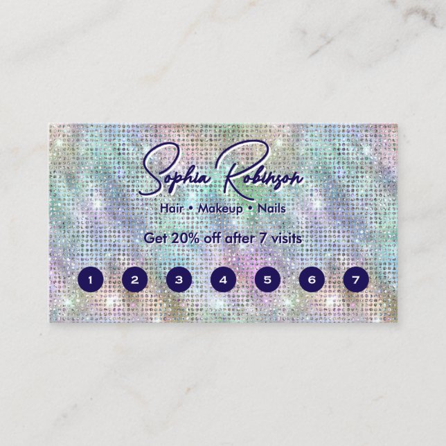 Holographic Glitter Flat Loyalty Card (Front)
