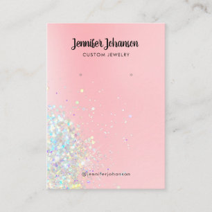 Holographic glitter jewellery holder earrings Pink Business Card