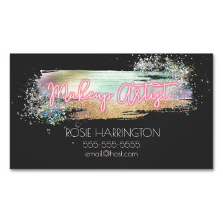 Holographic Glitter Makeup Artist Magnetic Business Card