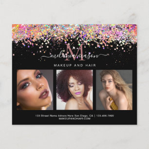 Holographic Glitter Makeup Artist Photo Black Flye Flyer
