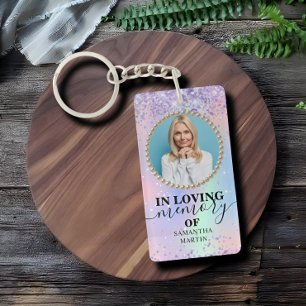 Holographic Glitter Memorial In Loving Memory Key Ring