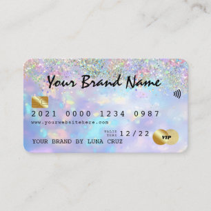 Holographic Glitter Opal Business VIP Credit Card
