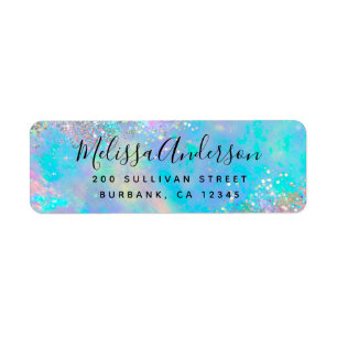 Holographic Glitter Opal Iridescent Return Address Return Address Label