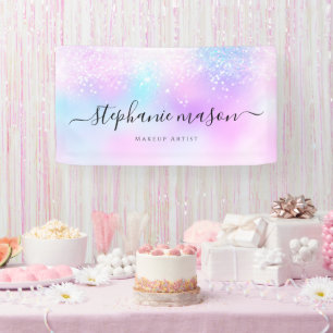 Holographic Glitter Pastel Girly Banner