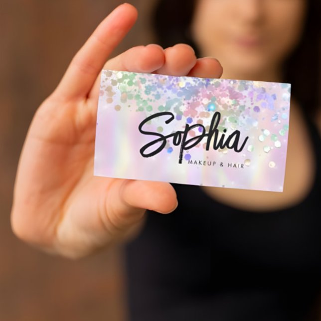 Holographic Glitter QR Code Shiny Pink Beauty Business Card (Creator Uploaded)