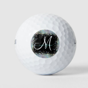 Holographic Glitter Rainbow Pastels Monogram Golf Balls