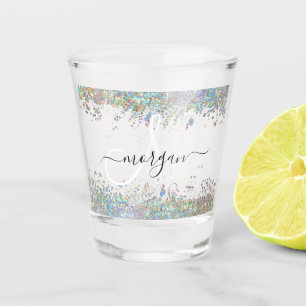 Holographic Glitter Rainbow Pastels Monogram Shot Glass