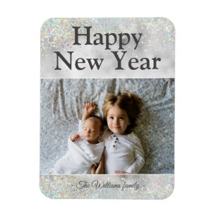 Holographic Glitter Sparkling New Year Holiday Magnet