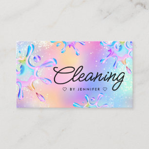 Holographic Glitter Splash House Cleaning Business Card