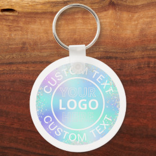 Holographic Glitter Style Promo Business Logo Keyc Key Ring