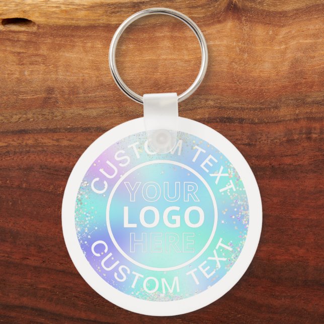 Holographic Glitter Style Promo Business Logo Keyc Key Ring (Front)