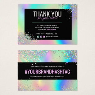 Holographic Glitter Thank You Brand Discount Card