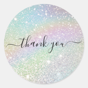 Holographic Glitter Thank You Poshmark Boutique Classic Round Sticker