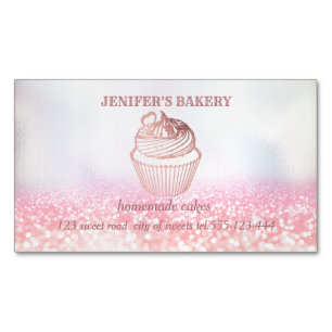 Holographic glittery Homemade cupcakes and sweets Magnetic Business Card
