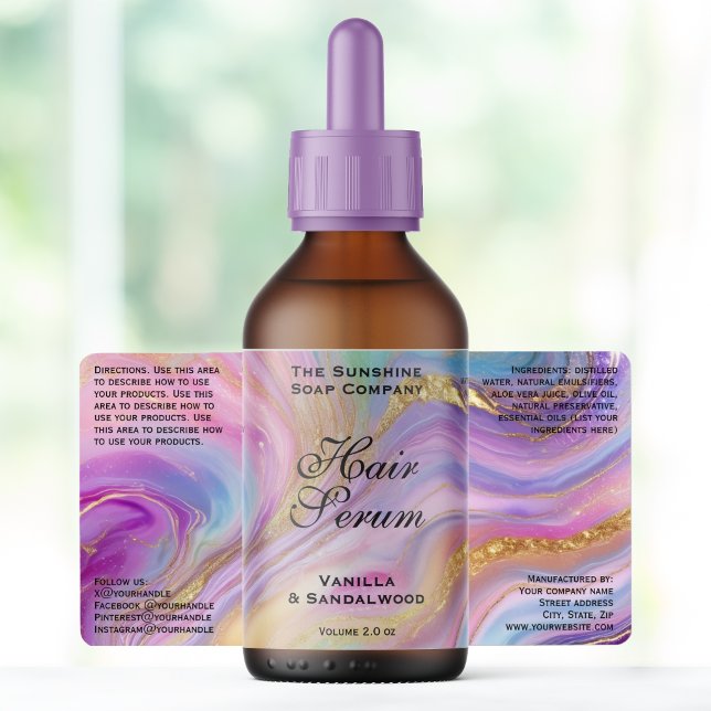 Holographic & Gold Foil Dropper Bottle Label (Creator Uploaded)