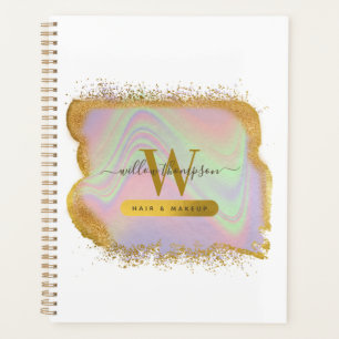 Holographic Gold Glitter Hair & Makeup Appointment Planner