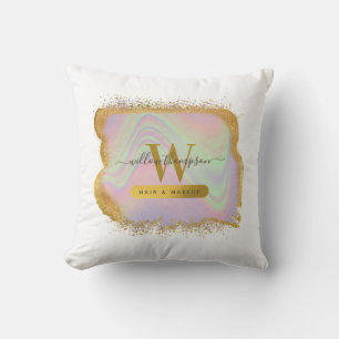 Holographic Gold Glitter Modern Hair & Makeup Cushion