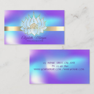 Holographic Gold Stripe,Blue Lotus  Business Card