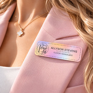 Holographic Gradient Logo Employee Safety Magnetic Name Tag