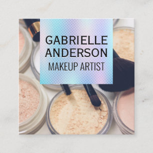 Holographic Gradient   Makeup Palette and Brushes Square Business Card