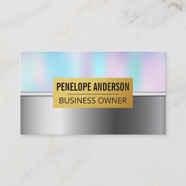 Holographic Gradient | Metallic Business Card (Front)