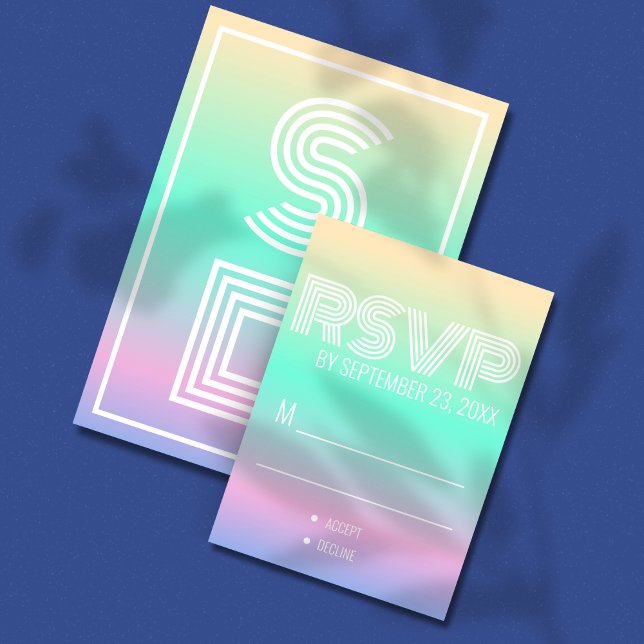 Holographic Gradient Modern Wedding RSVP   (Creator Uploaded)