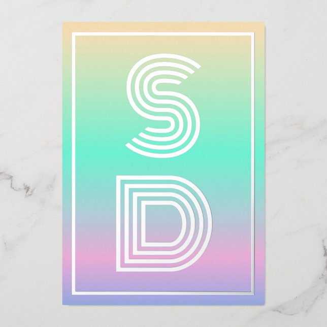 Holographic Gradient Monogram Silver Foil Wedding (Front)
