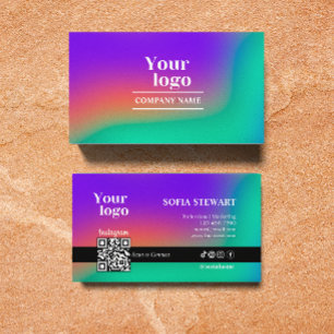Holographic Gradient Scan To Connect Modern Bold Business Card