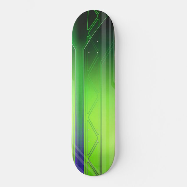 Holographic Green and Black Sci-Fi Panel Skateboard (Front)