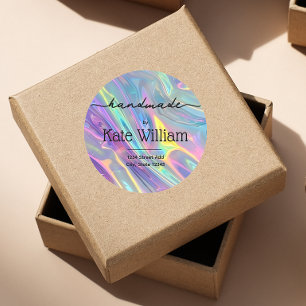 Holographic handmade return address classic round sticker