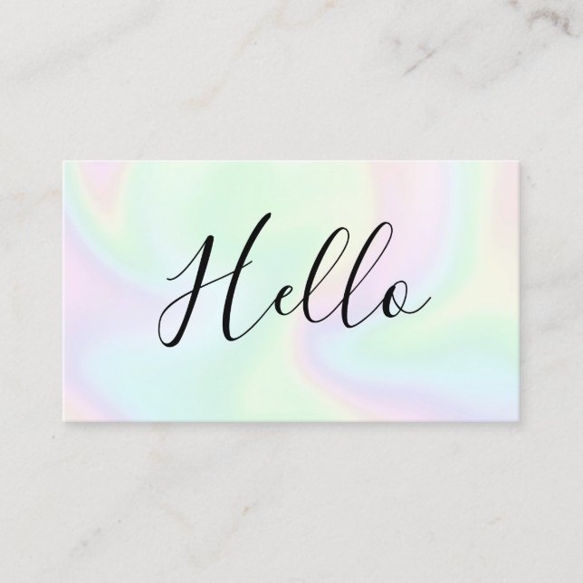 Holographic Hello Social Media Icons Networking  Business Card (Front)