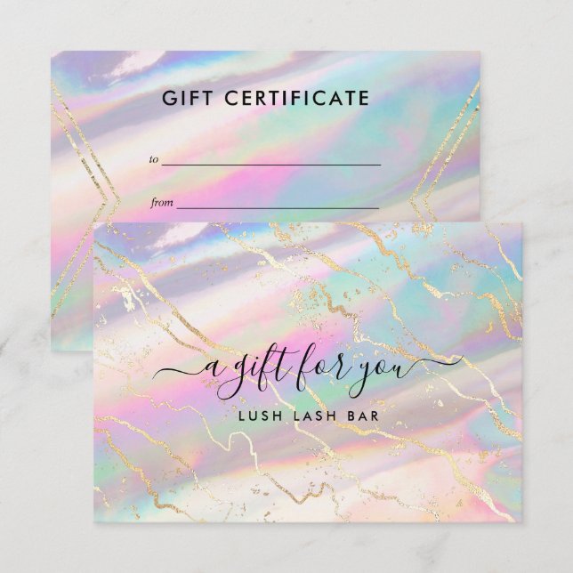 Holographic Iridescent Opal Gem | Gift Certificate (Front/Back)