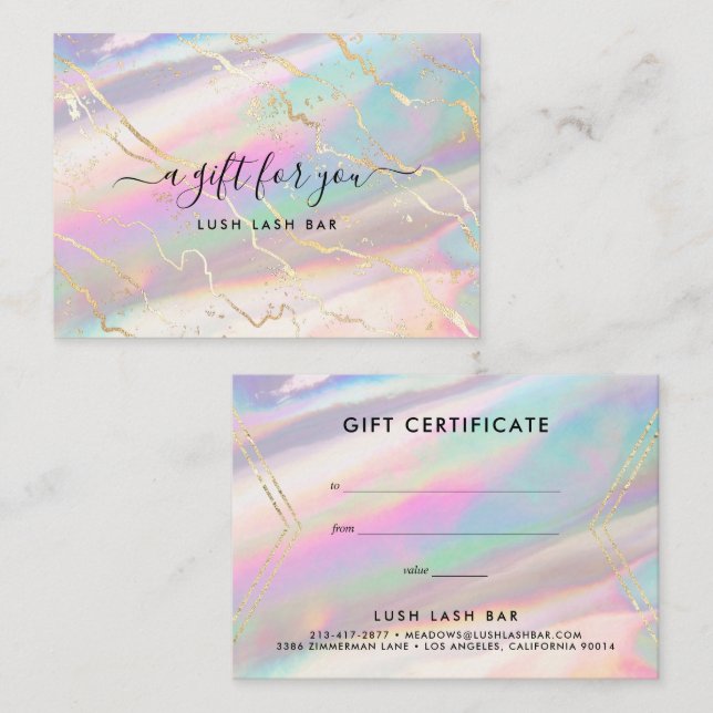 Holographic Iridescent Opal Gem | Gift Certificate (Front/Back)