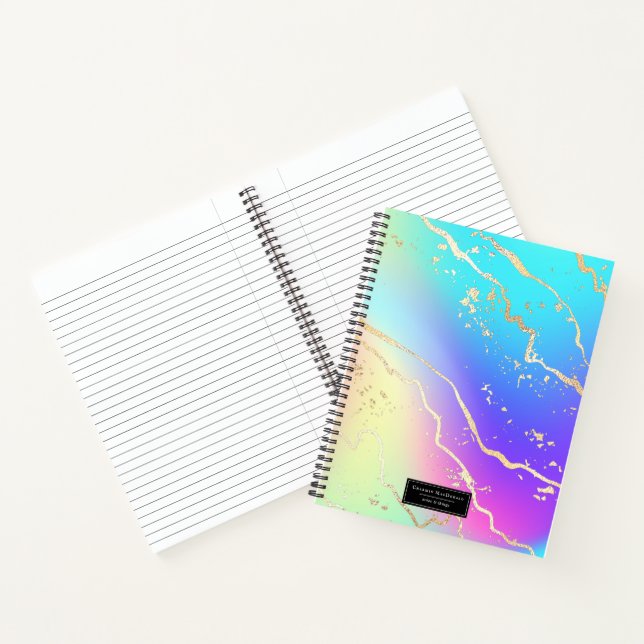 Holographic Iridescent Opal Gem | Personalised Notebook (Inside)