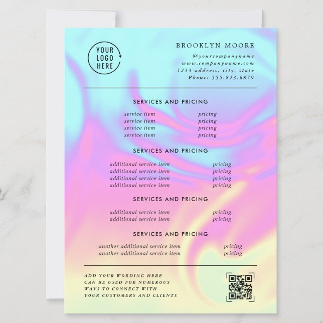 Holographic Iridescent Opal | Pricing Flyer (Front)