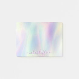Holographic Iridescent Pastel Rainbow Name  Post-it Notes
