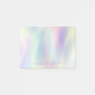Holographic Iridescent Pastel Rainbow Name  Post-it Notes